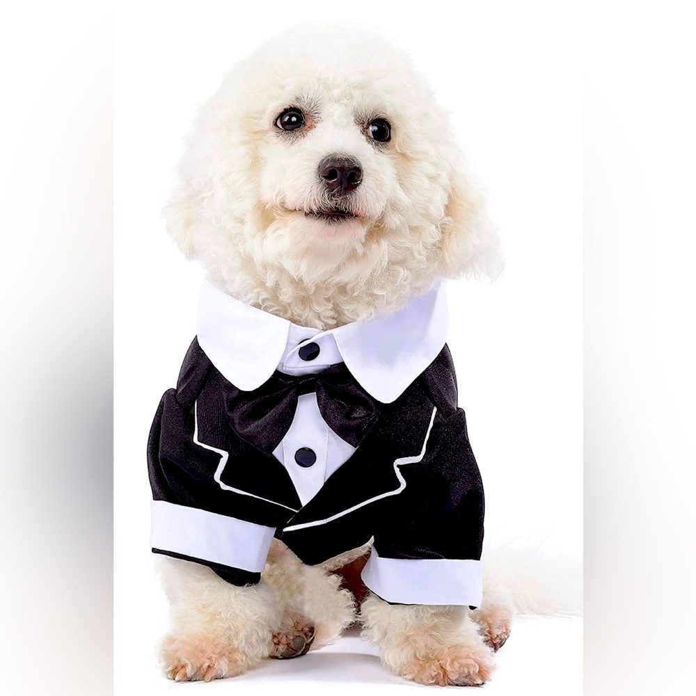 Tuxedo with Bowtie Pet Costume for Dogs or Cats Business Suit Formal Wear NEW